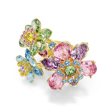 Idyllia ring, Mixed cuts, Flower, Multicolored, 18K gold finish - 52cm