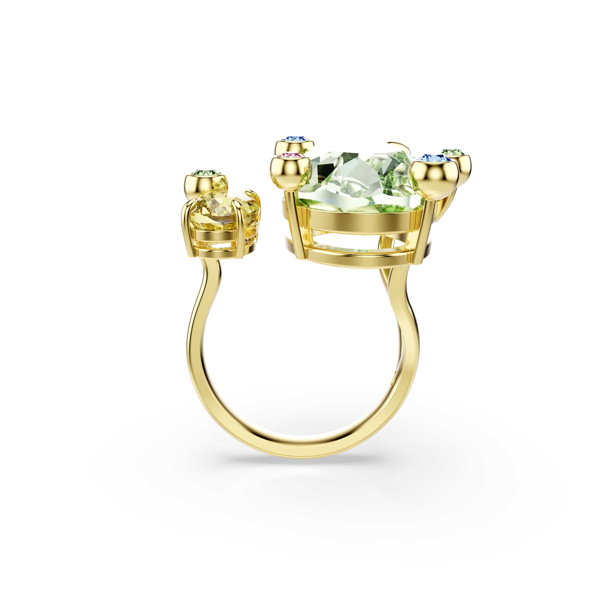 Gema open ring, Mixed cuts, Multicolored, 18K gold finish - 52cm
