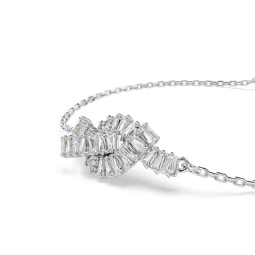 Matrix bracelet, Baguette cut, Knot, White, Rhodium plated