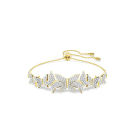 Idyllia Lilia bracelet, Butterfly, White, 18K gold finish