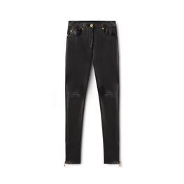 Women Medusa Nappa Leather Accent Pants - Black