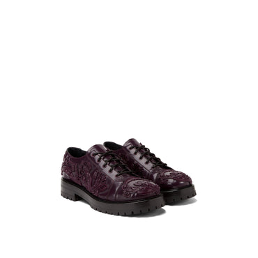 Men Barocco Column Derby Shoes - Purple