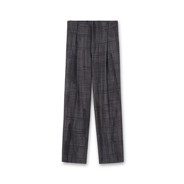 Men Metropolitano Check Wool Trousers - Black