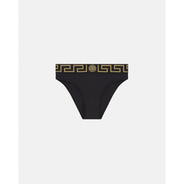 Women Greca Border Bikini Bottoms - Black