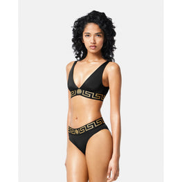 Women Greca Border Bikini Bottoms - Black