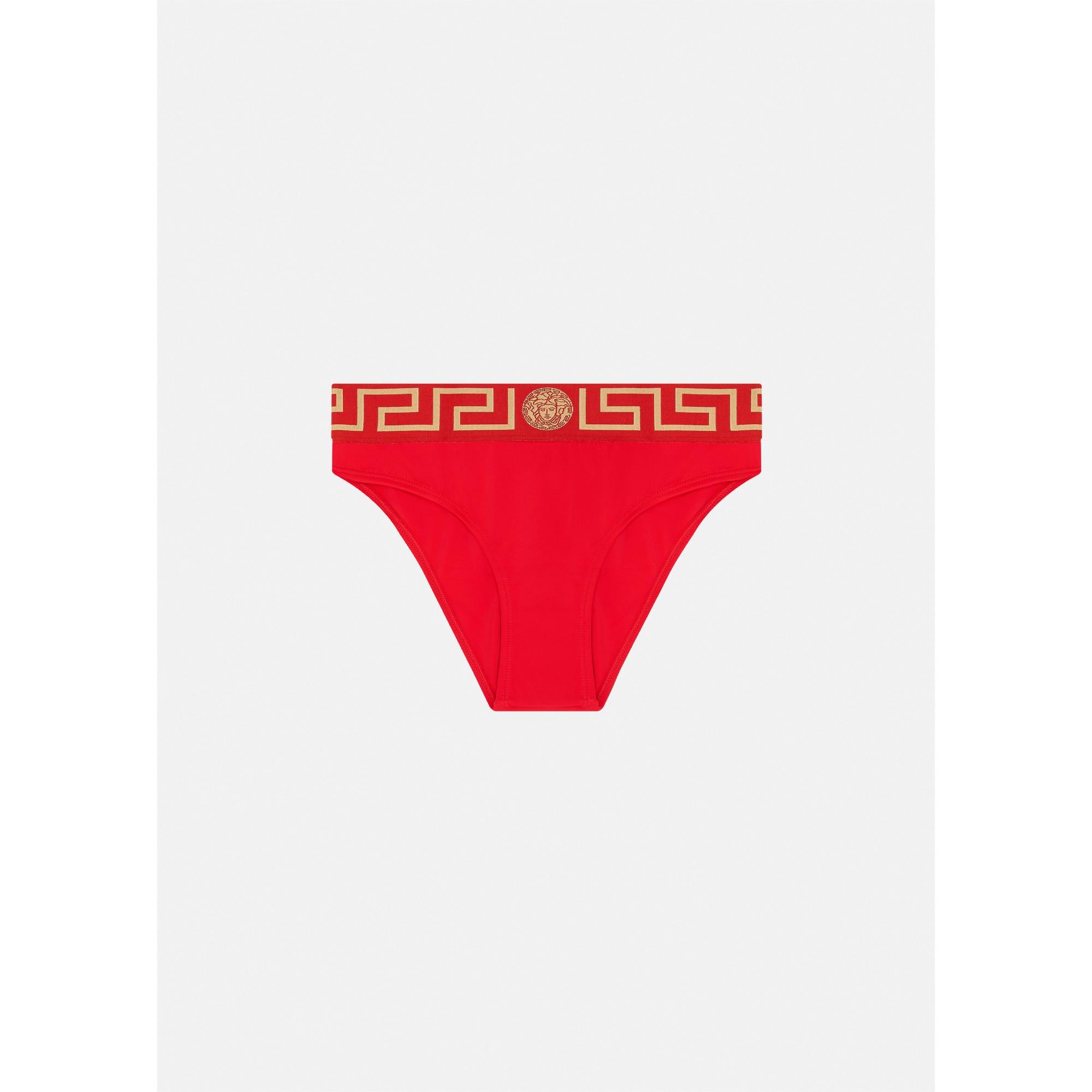 Women Greca Border Bikini Bottoms - Red