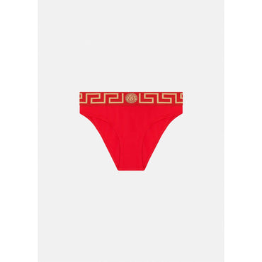 Women Greca Border Bikini Bottoms - Red
