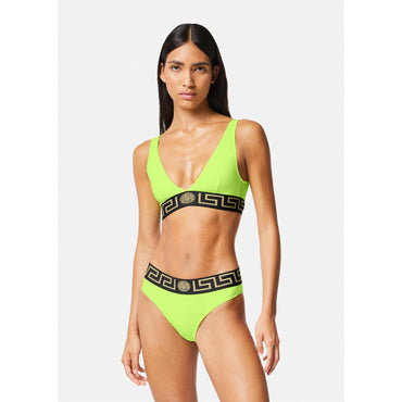 Women Greca Border Bikini Top - Green