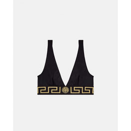 Women Greca Border Bikini Top - Black