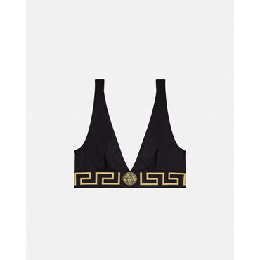 Women Greca Border Bikini Top - Black