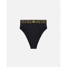 Women Greca Border High Waist Bikini Bottoms - Black