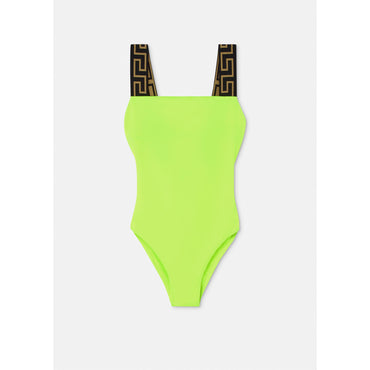 Women Greca Border One-Piece Swimsuit - Green