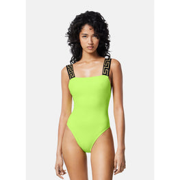 Women Greca Border One-Piece Swimsuit - Green