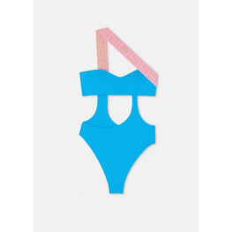 Women Greca Border One-Piece Swimsuit - Blue