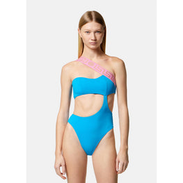 Women Greca Border One-Piece Swimsuit - Blue