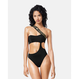 Women Greca Border One-Piece Swimsuit - Black