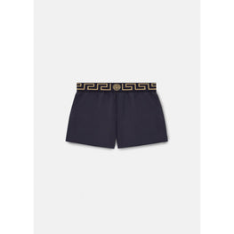 Men Greca Border Swim Shorts - Black