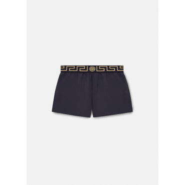 Men Greca Border Swim Shorts - Black