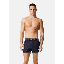 Men Greca Border Swim Shorts - Black
