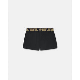 Men Greca Border Swim Shorts - Black