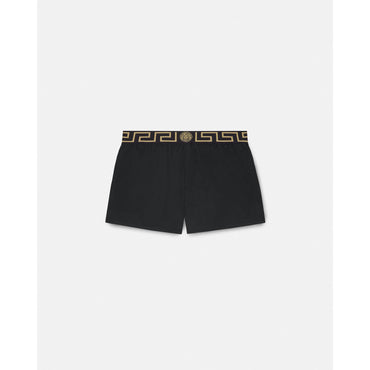 Men Greca Border Swim Shorts - Black