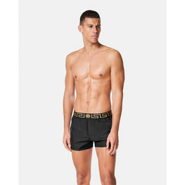 Men Greca Border Swim Shorts - Black