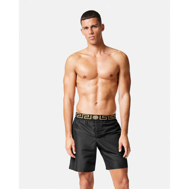 Men Greca Border Boardshorts - Black
