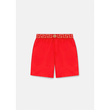 Men Greca Border Boardshorts - Red