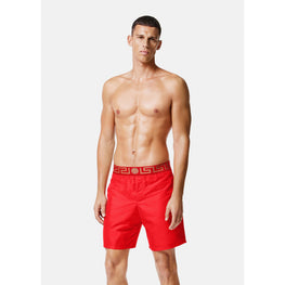 Men Greca Border Boardshorts - Red