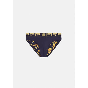 Men Greca Border Swim Briefs - Black