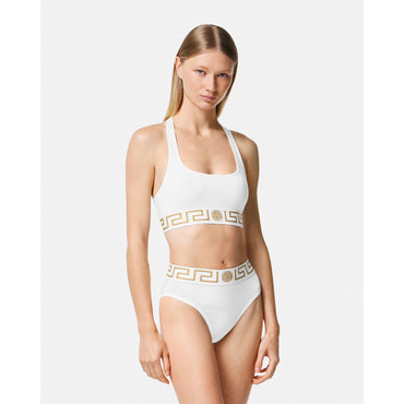 Women Greca Border Scoop Bralette - White