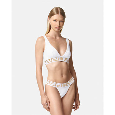 Women Greca Border Thong - White