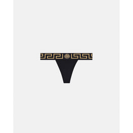 Women Greca Border Thong - Black