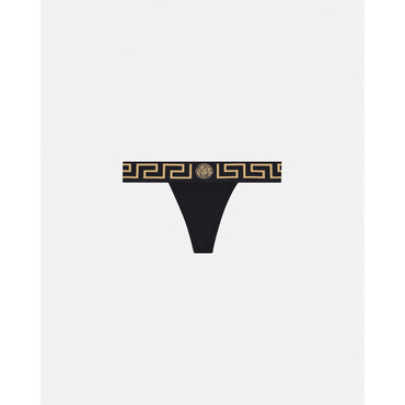 Women Greca Border Thong - Black