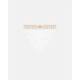 Women Greca Border High Waist Briefs - White