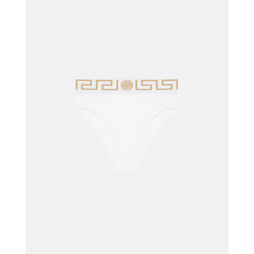 Women Greca Border High Waist Briefs - White