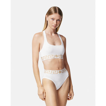 Women Greca Border High Waist Briefs - White