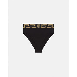 Women Greca Border High Waist Briefs - Black