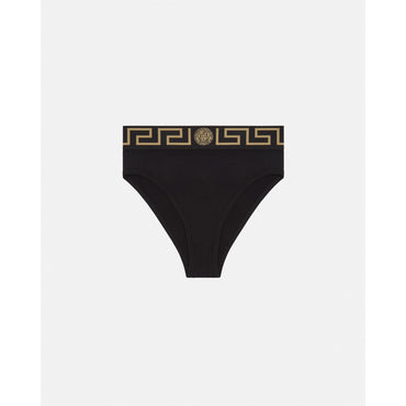 Women Greca Border High Waist Briefs - Black