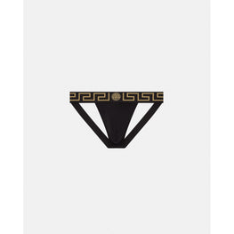 Men Greca Border Jockstrap - Black