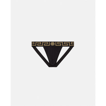 Men Greca Border Jockstrap - Black