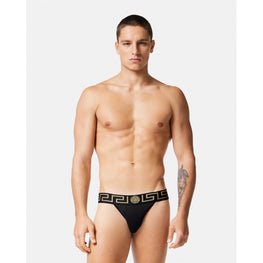 Men Greca Border Jockstrap - Black