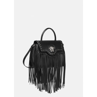 Women La Medusa Fringed Handbag - Black